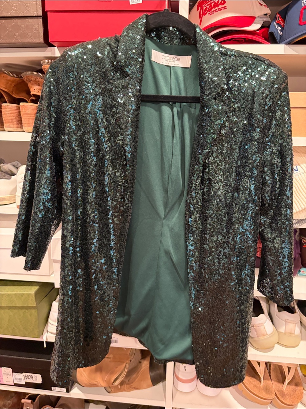 Cynthia Steffe Teal Sequin Blazer
